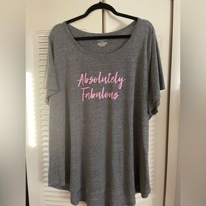 Lane Bryant Gray Tee with Pink Print